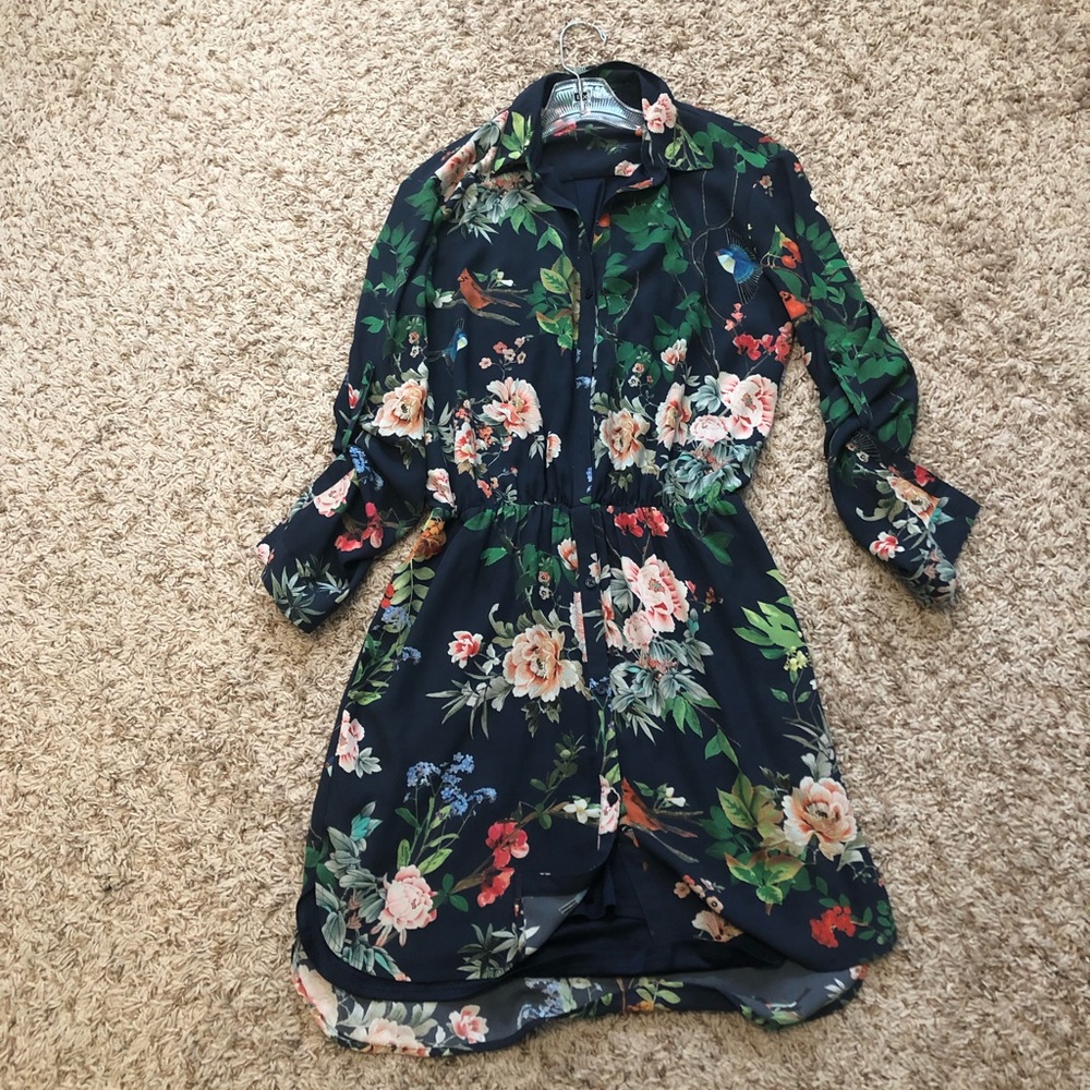 Express floral shirt dress